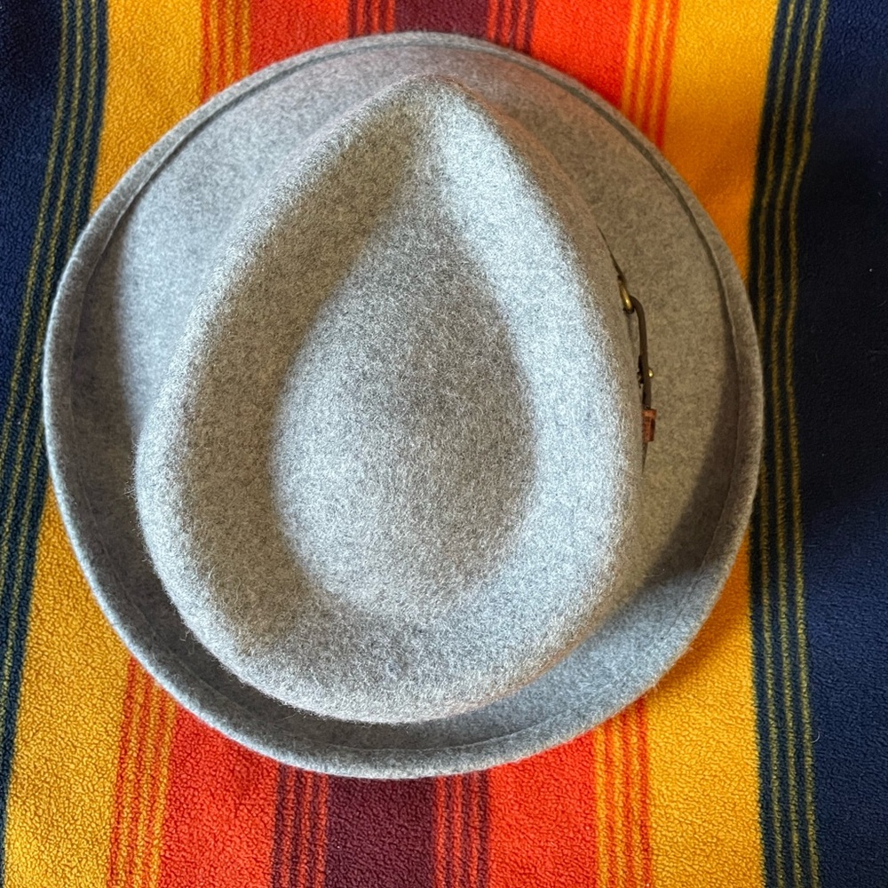ERIC JAVITS Wool Classic Fedora Hat in Grey Mix Neutral Leather Band One Size - Picture 11 of 16